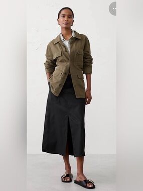 NWT Banana Republic Twill Pencil Midi Black Skirt Sz 14,